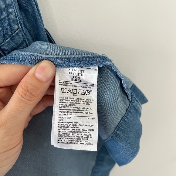 NWT Gap chambray wrap dress midi light blue denim xsmall petite lightweight XS P - Picture 12 of 12